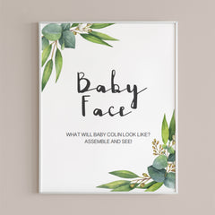 Printable guess the baby face game greenery themed  by LittleSizzle