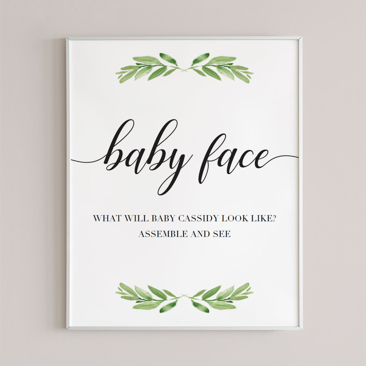 Printable Baby Face Baby Shower Activity Instruction Signs DIY ...