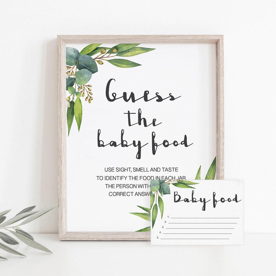 Guess the food babyshower game greenery themed by LittleSizzle