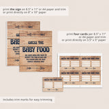 Guess the baby food shower game table sign and cards by LittleSizzle