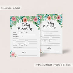 Baby shower predictions game printable by LiItleSizzle