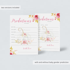 Watercolor floral baby shower predictions game fall themed by LittleSizzle