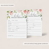 Watercolor floral baby predictions games by LittleSizzle