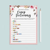 Emoji pictionary printable for girl baby shower by LittleSizzle