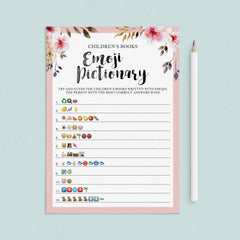 Printable emoji game for girl baby shower by LittleSizzle