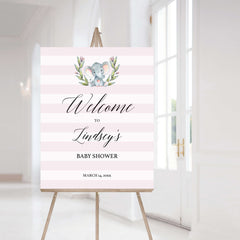Pink Elephant Party Welcome Sign Template by LittleSizzle