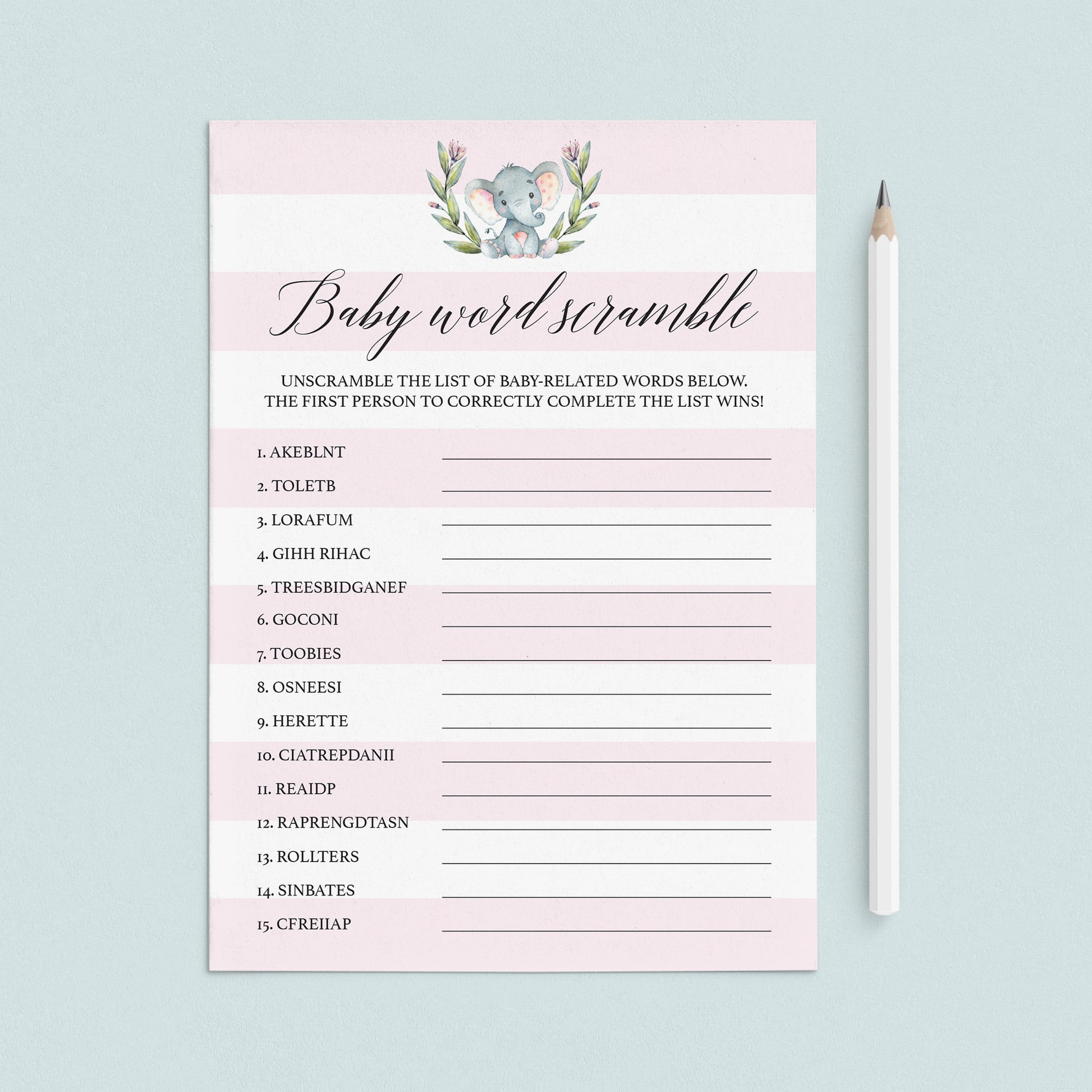 Baby girl word scramble printable by LittleSizzle