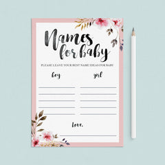 Pink baby shower name game printable download by LittleSizzle