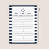 Nautical baby shower name race game printable by LittleSizzle