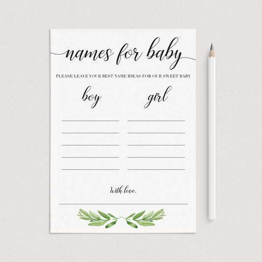 Gender neutral baby name suggestion cards by LittleSizzle