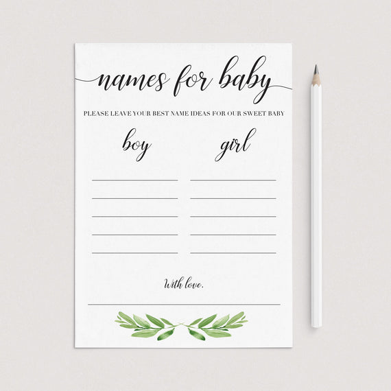 Printable Baby Name Suggestion Cards | Instant download – LittleSizzle