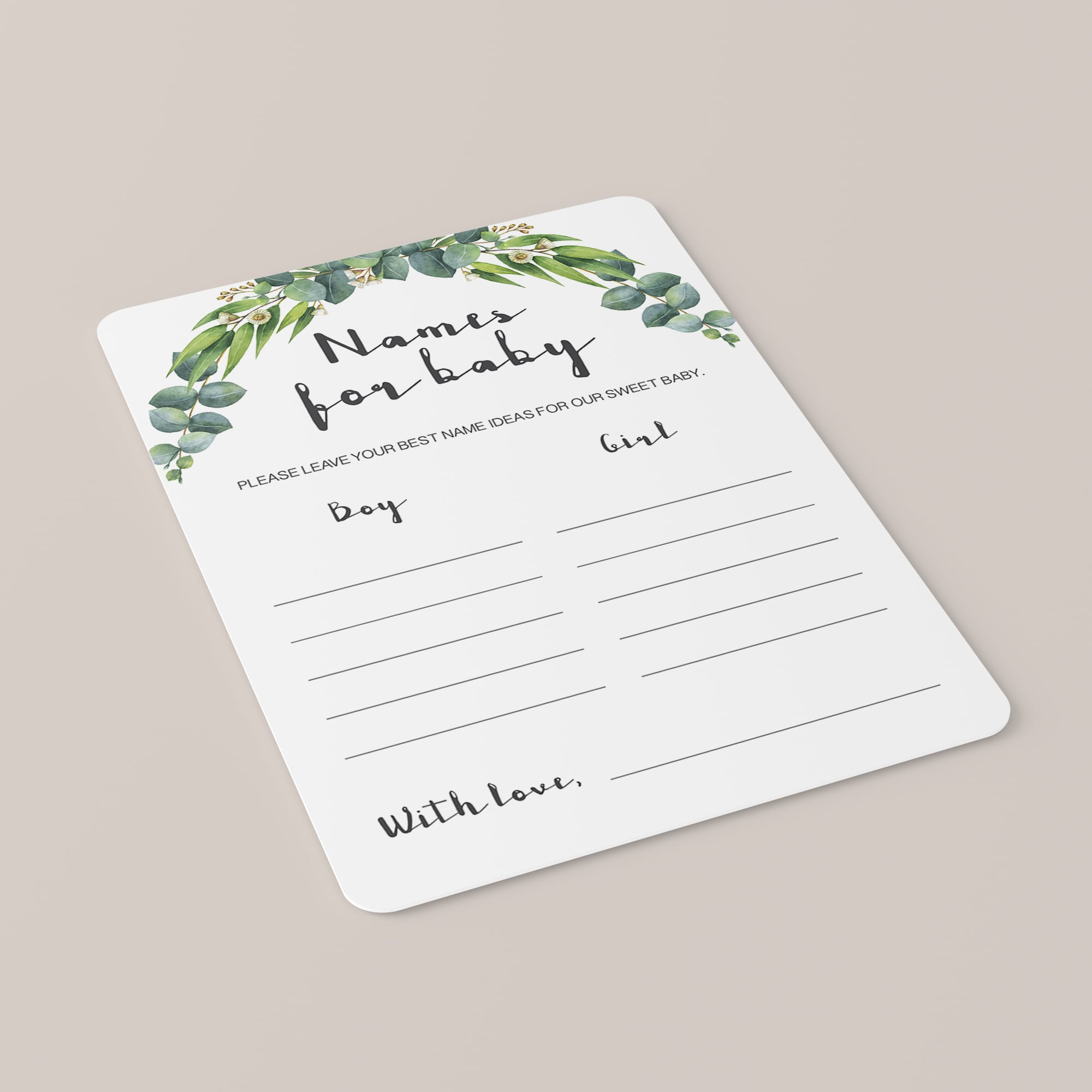 Name our sweet baby suggestion cards printable by LittleSizzle
