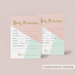Printable Baby Prediction Game for Pastel Baby Shower