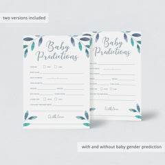 Baby shower predictions game blue and silver winter theme by LittleSizzle