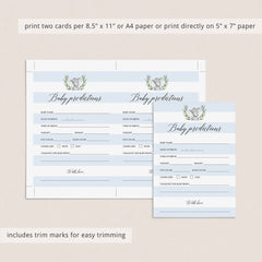 Printable Elephant Baby Shower Keepsakes for Boy