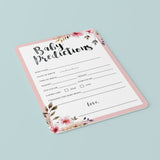 Blush flowers on baby shower game card download by LittleSizzle