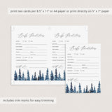 Forest Baby Shower Baby Prediction Cards Printable