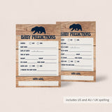 Bear Baby Prediction Card Printable