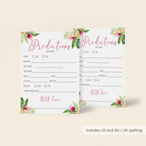 Pink and Green Floral Baby Predictions Game Cards
