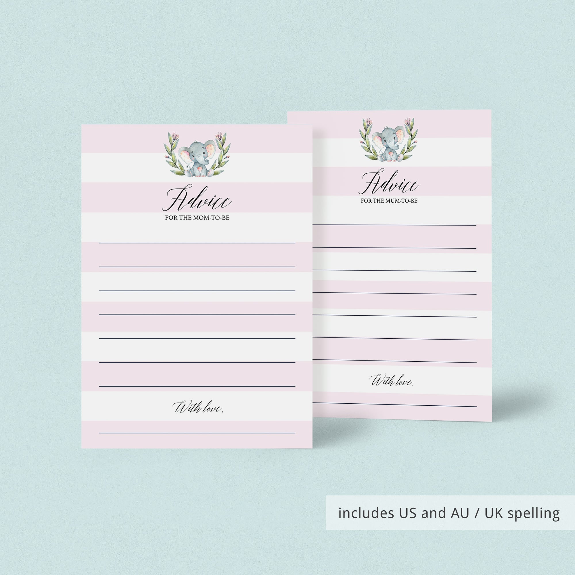 Pink and white striped baby shower advice cards by LittleSizzle