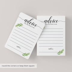 Baby shower advice for mum cards greenery by LittleSizzle