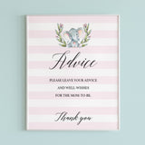Pink and white baby shower advice sign printable by LittleSizzle
