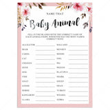 Blush floral baby shower game name that animal by LittleSizzle