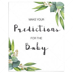 Make your predictions for the baby baby shower sign printable by LittleSizzle
