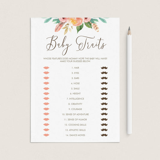 Floral baby shower games baby traits by LittleSizzle