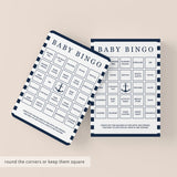 Prefilled baby shower baby bingo for nautical baby shower by LittleSizzle
