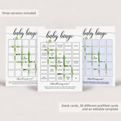 Greenery Baby Bingo Template by LittleSizzle