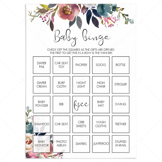 Boho Floral baby shower baby bingo game printable by LittleSizzle