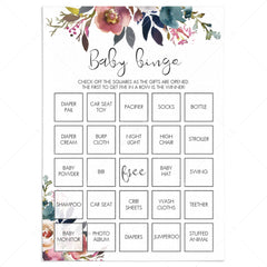 Boho Floral baby shower baby bingo game printable by LittleSizzle