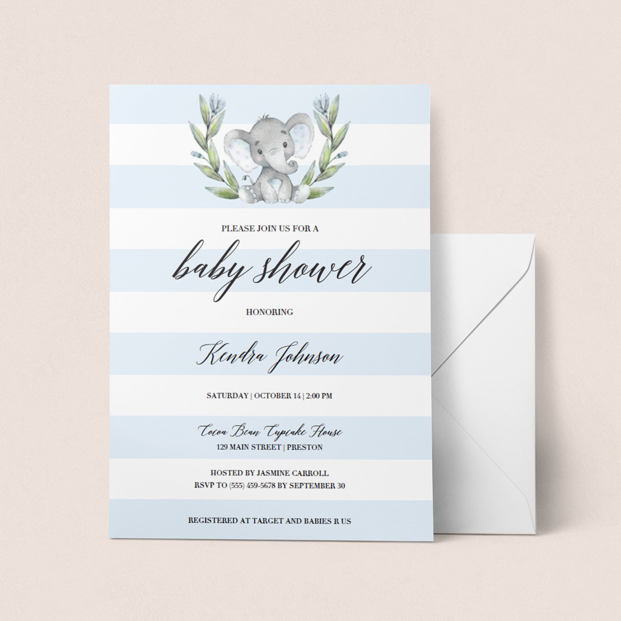 Elephant baby shower invite template by LittleSizzle