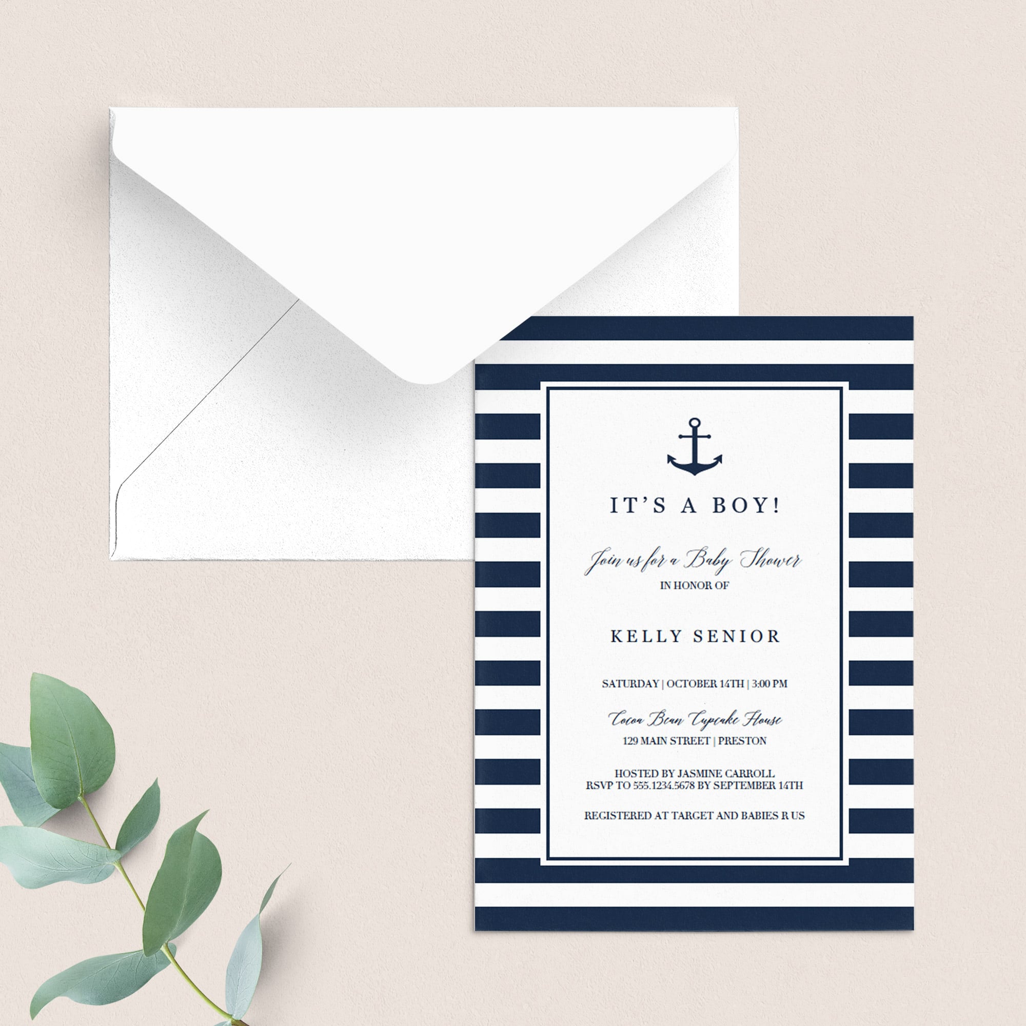 Nautical Baby Shower Invite Template by LittleSizzle