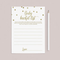 First Year Baby Shower Game Printable Bucket List by LittleSizzle