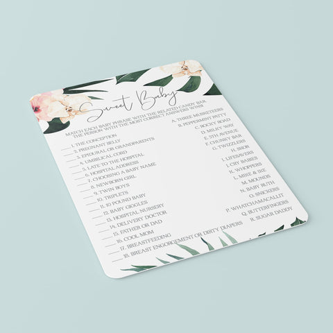 Sweet Baby Shower Game Candy Match Printable | Instant Download ...