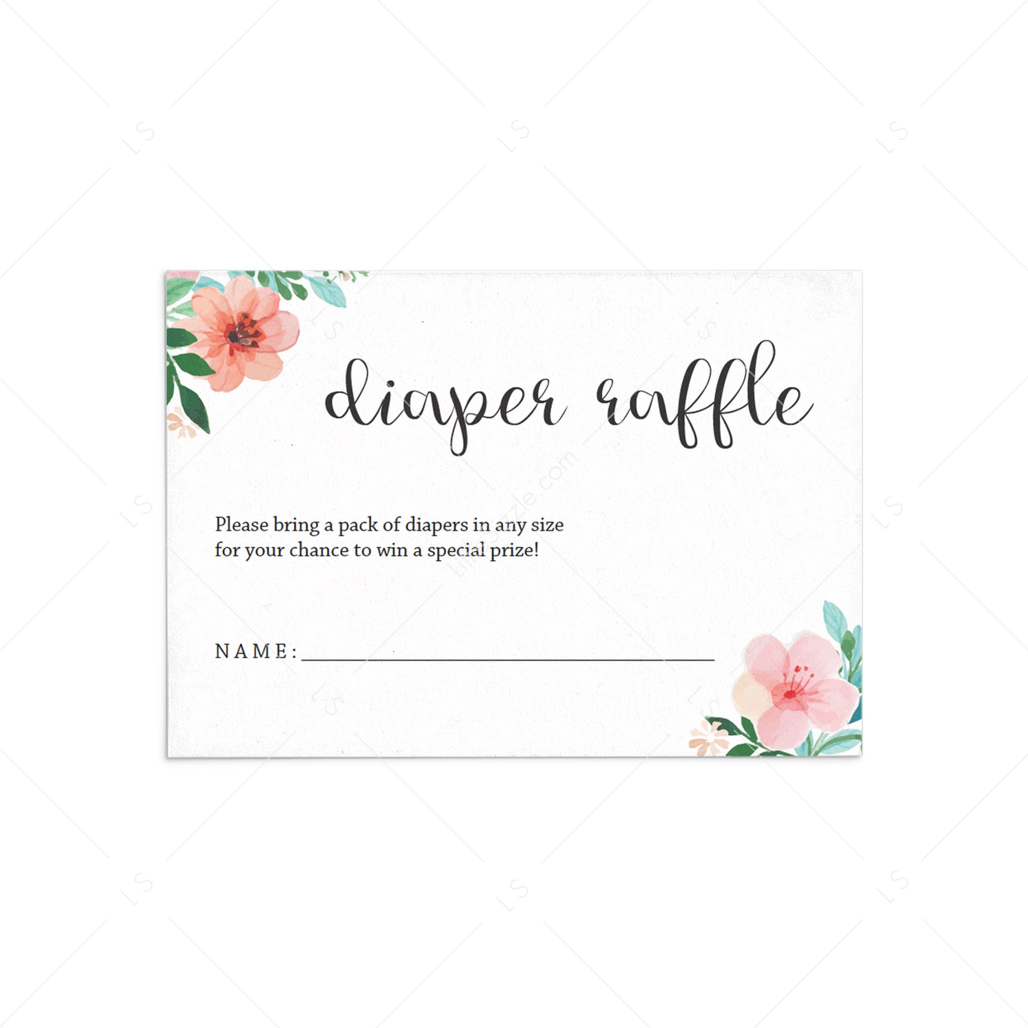 Floral Baby Shower Diaper Raffle Ticket by LittleSizzle