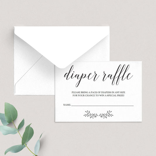 Gender Neutral Diaper Raffle Card Template Instant Download by LittleSizzle