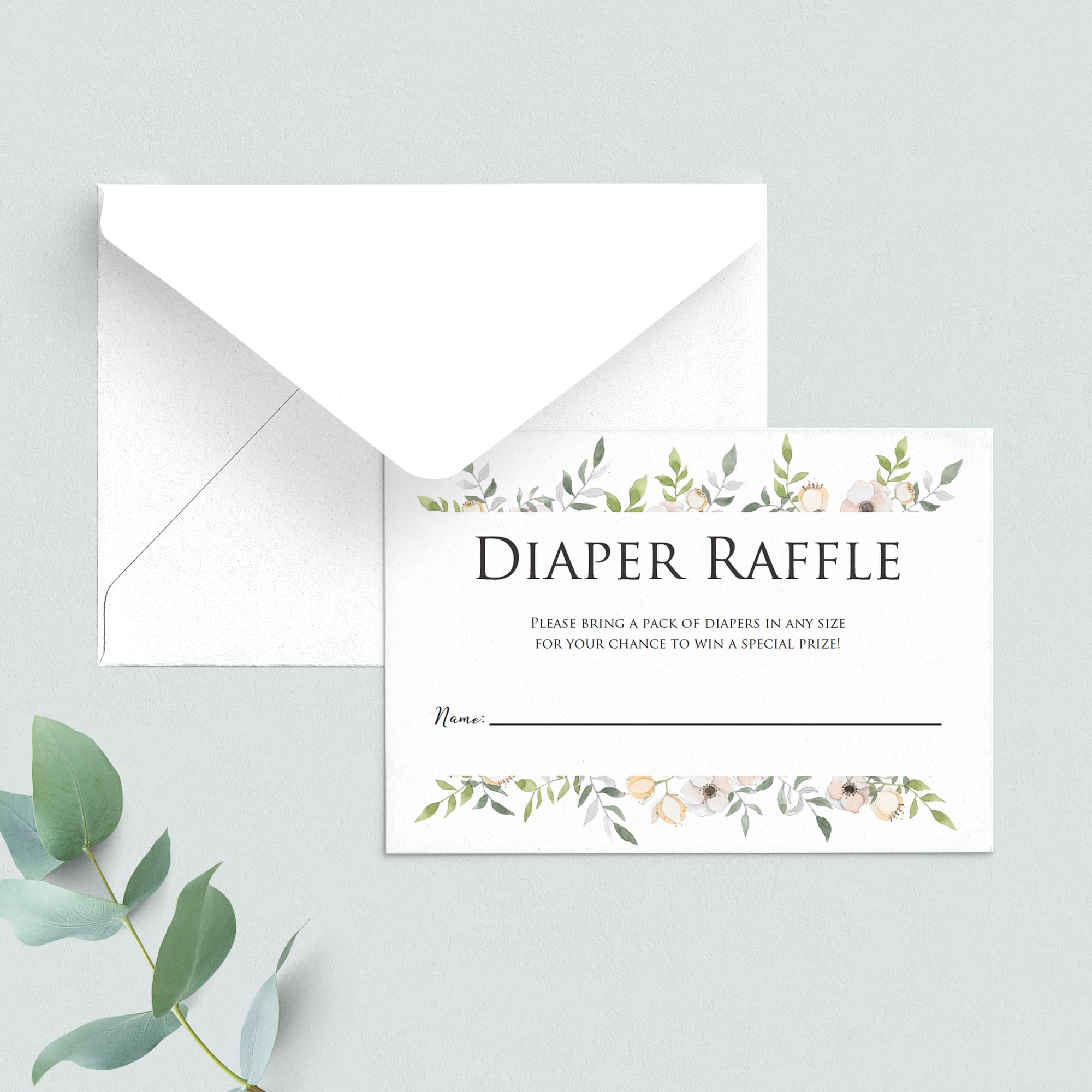 Digital download diaper raffle cards for floral baby shower by LittleSizzle