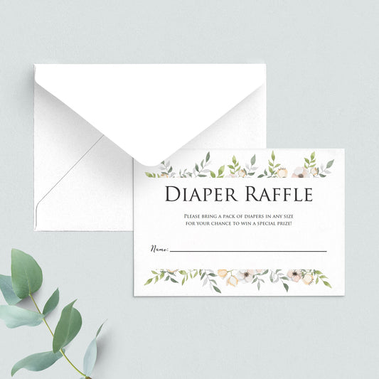 Digital download diaper raffle cards for floral baby shower by LittleSizzle