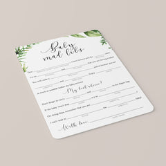 Baby mad libs botanical baby shower game printable by LittleSizzle
