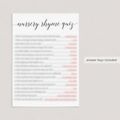 Printable Baby Shower Games Pack with Calligraphy Font