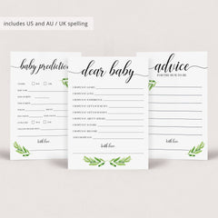 Virtual Baby Shower Game Bundle Greenery