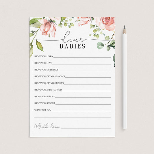 Twins babyparty games dear babies cards by LittleSizzle