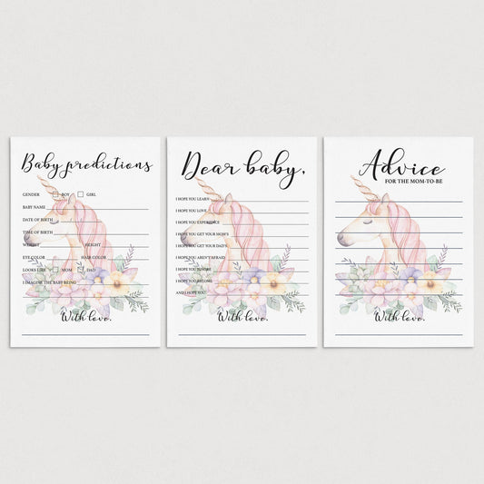 Unicorn Themed Baby Shower Game Printables