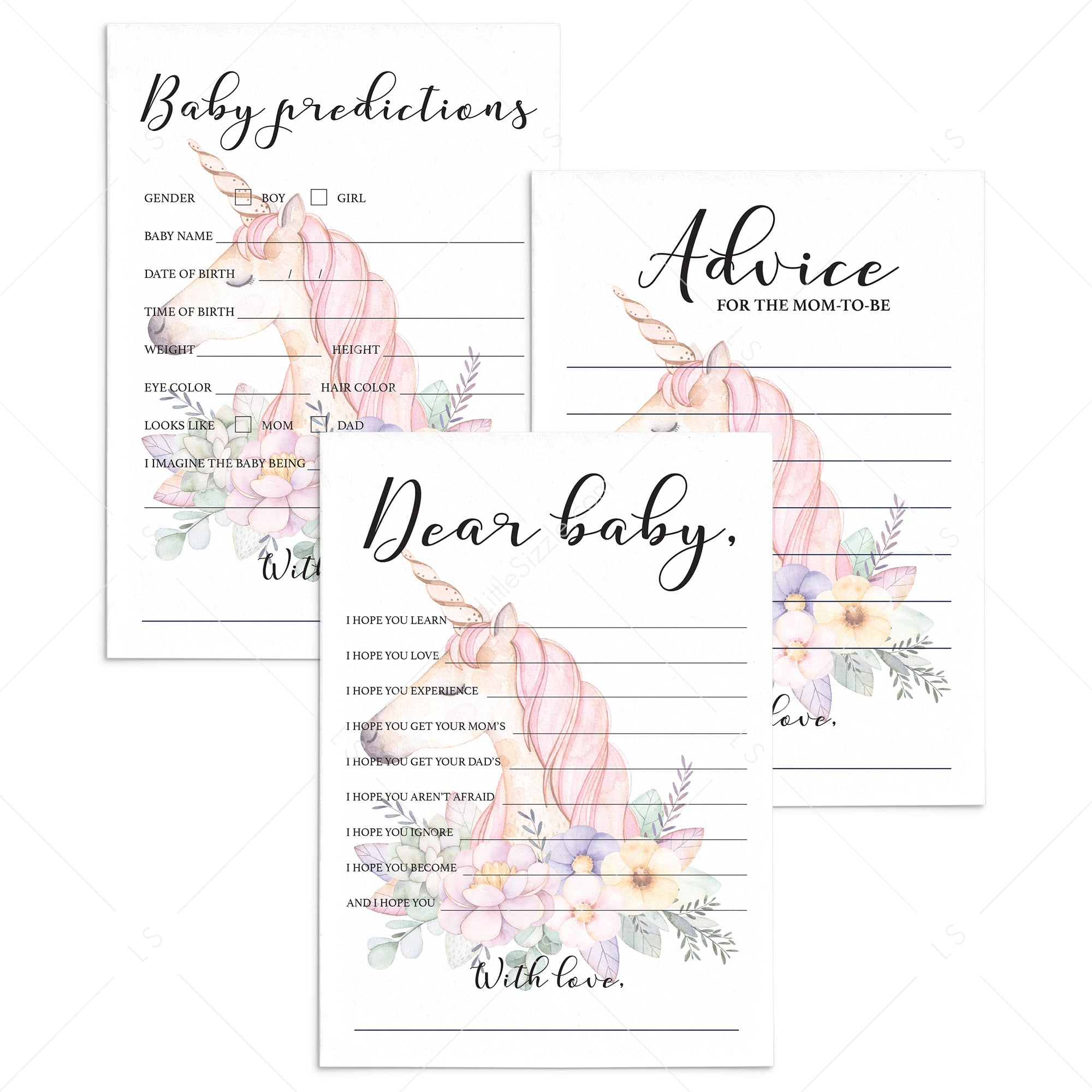 Unicorn baby shower games for girls by LittleSizzle
