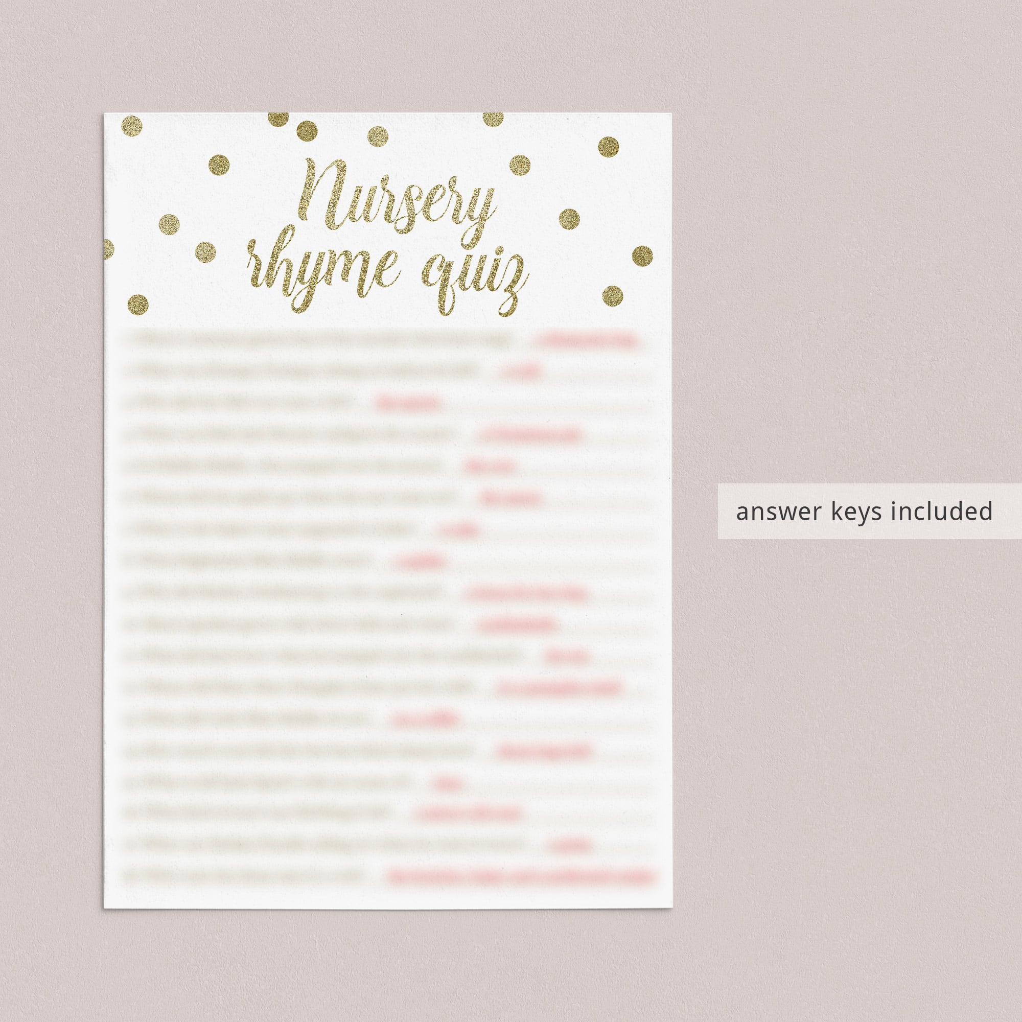 Nursery rhyme answers for baby shower by LittleSizzle