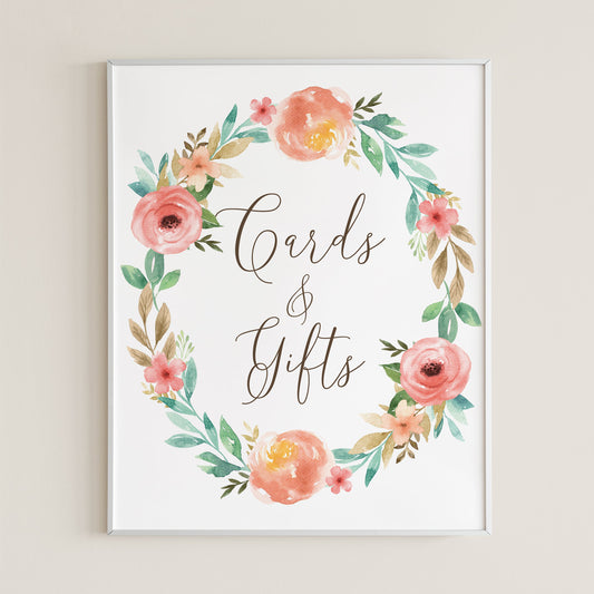 Printable Gift Table Sign with Watercolor Flowers by LittleSizzle