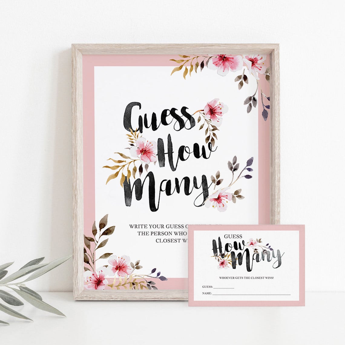 Printable guess how many sign blush pink flowers by LittleSizzle